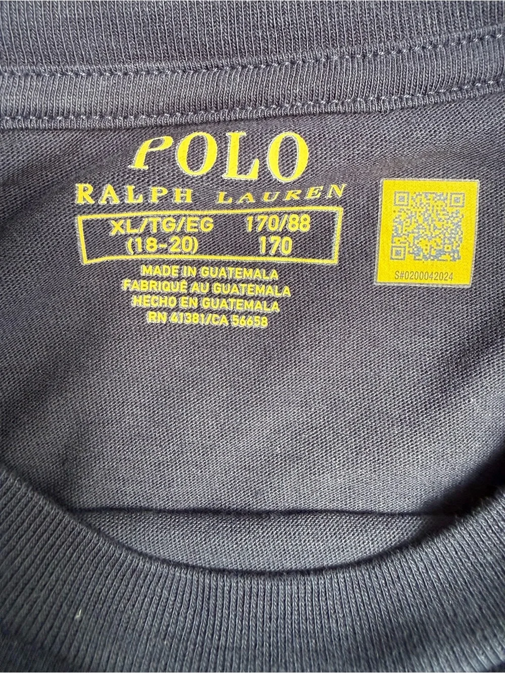 Ralph Lauren Navy Short Sleeve Tee with Yellow Crest
